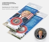Сувенирная монета 25 рублей в открытке «президент США Дональд Трамп».Цветная эмаль.