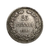 25 пенни 1891 год L.Александр III.Русская Финляндия.Серебро.