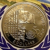 5 долларов 1995 год.50 лет мира ООН.Барбадос.В конверте.