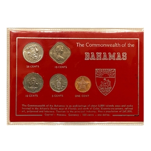 Годовой набор монет 1985-1987 год.Багамские острова.Открытка.