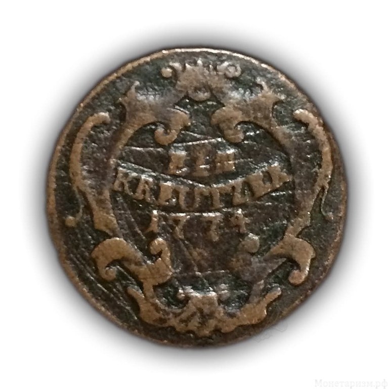 1 крейцер 1774 год S.Австро-Венгрия.Медь.