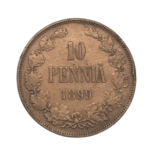 10 пенни 1899 год.Николай II.Русская Финляндия.Медь.