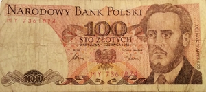 100 злотых 1986 года "Пролетариат"(банкнота)