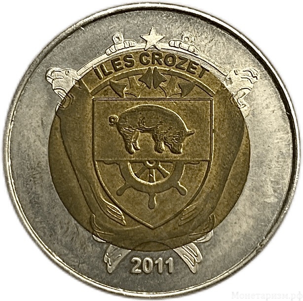 200 франков 2011 год.Пингвины.Острова Крозе.Биметалл.