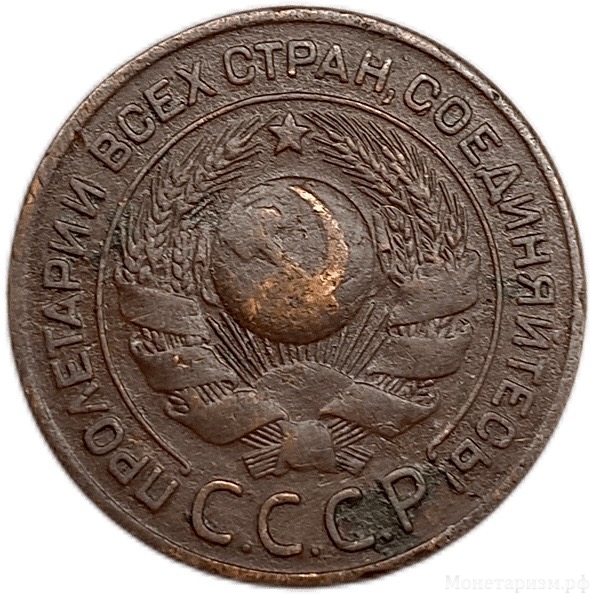 3 копейки 1924 год.Погодовка СССР.Медь.