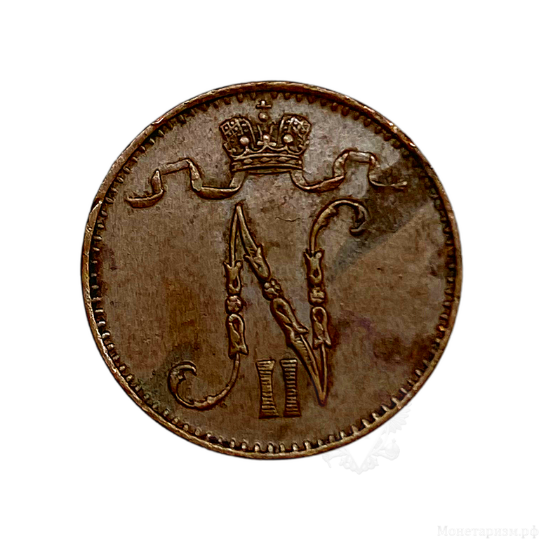 1 пенни 1895 год.Николай 2.Русская Финляндия.Медь.