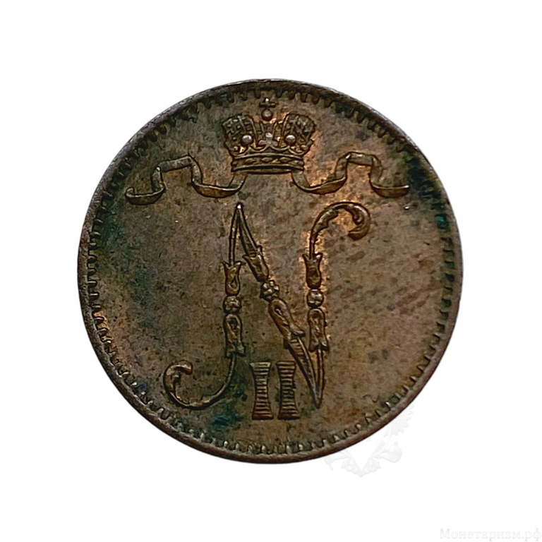1 пенни 1901 год.Николай 2.Русская Финляндия.Медь.
