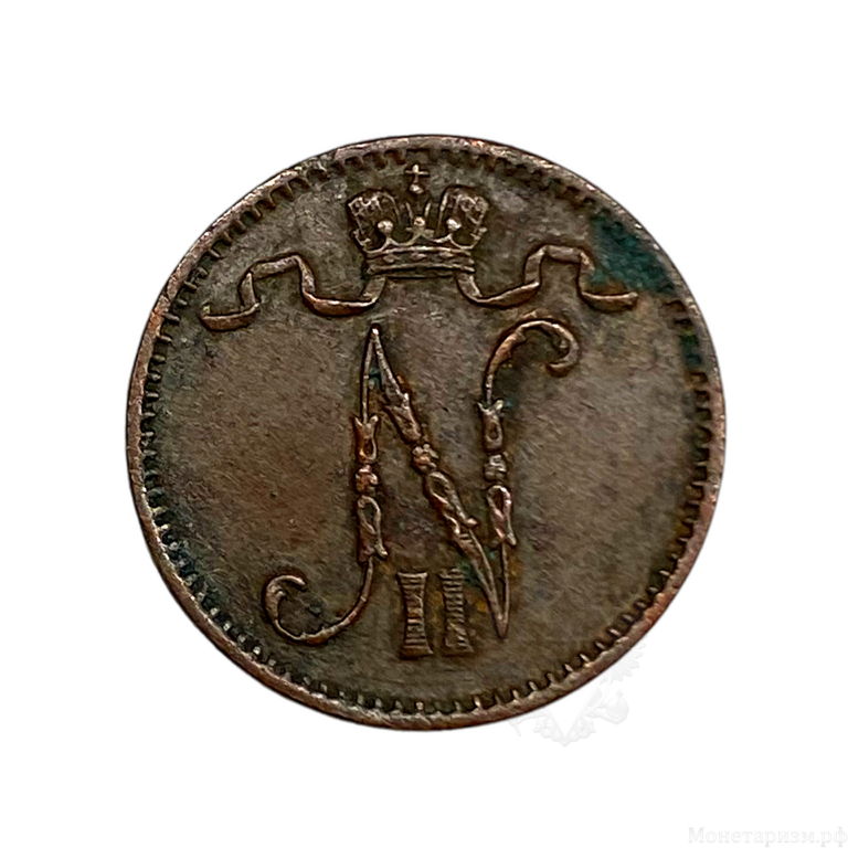 1 пенни 1913 год.Николай 2.Русская Финляндия.Медь. 