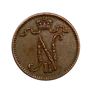 1 пенни 1916 год.Николай 2.Русская Финляндия.Медь. 