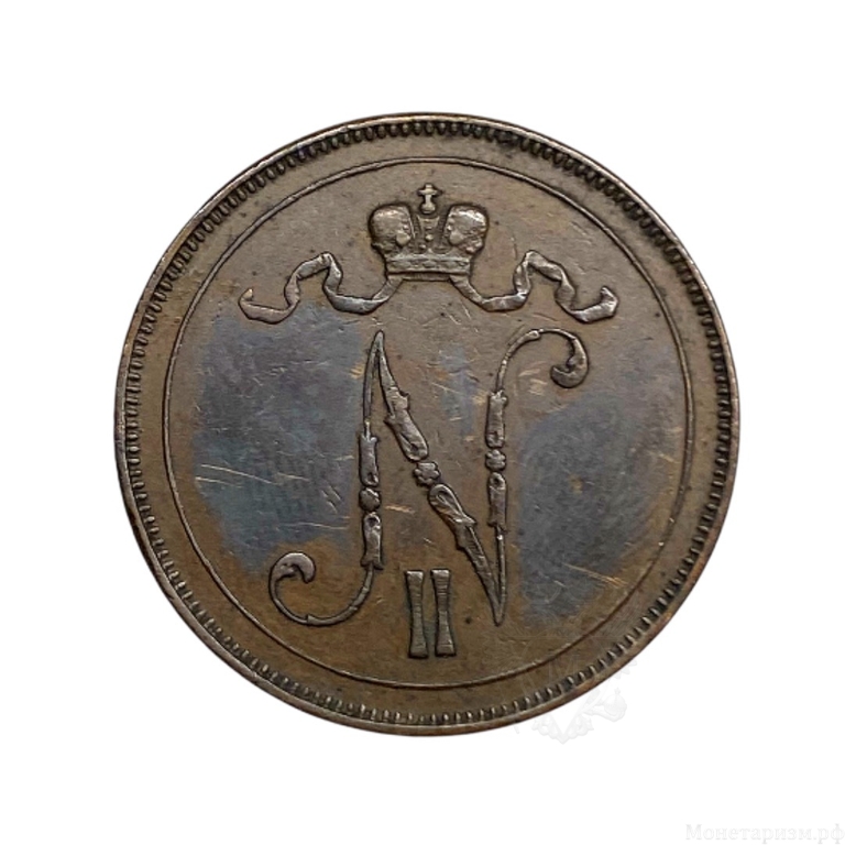 10 пенни 1898 год.Николай II.Русская Финляндия.Медь. 