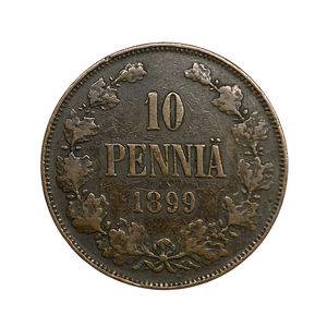 10 пенни 1899 год.Николай II.Русская Финляндия.Медь.