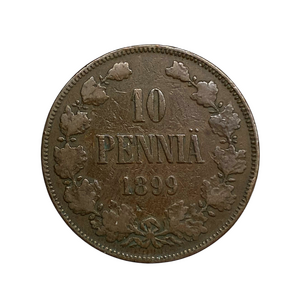 10 пенни 1899 год.Николай II.Русская Финляндия.Медь.