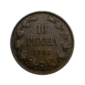 10 пенни 1900 год.Николай II.Русская Финляндия.Медь.