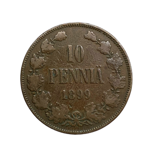 10 пенни 1899 год.Николай II.Русская Финляндия.Медь.