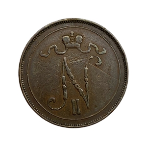 10 пенни 1905 год.Николай II.Русская Финляндия.Медь.