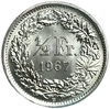 1/2 франка 1967 год.Швейцария.Серебро.