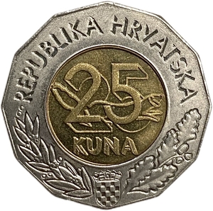 25 Куна 2000 год.Миллениум.Хорватия.Биметалл.  