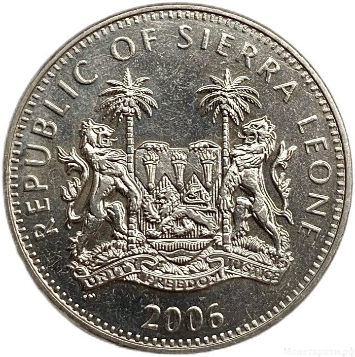 1 доллар 2006 год.Бронтозавр.Динозавры.Сьерра-Леоне.