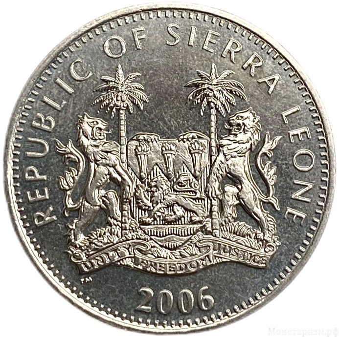 1 доллар 2006 год.Трицератопс.Динозавры.Сьерра-Леоне.