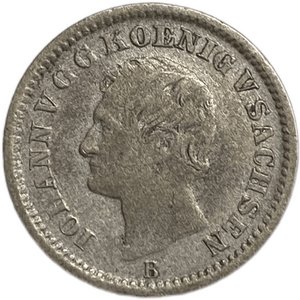 1 новый грош 1868 год.3-й король Иоганн.Саксония.Германия.Серебро