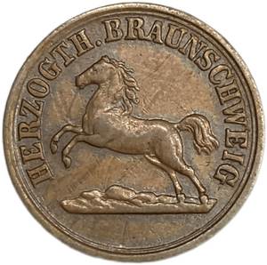 1 пфеннинг 1860 год.Герцогство Брауншвейг.Германия.Медь.