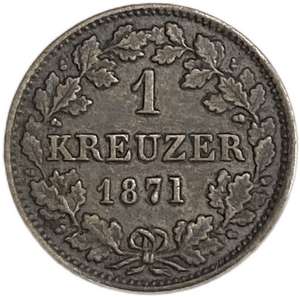 1 крейцер 1871 год.Герцог Луи III.Гессен.Германия.