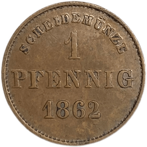 1 пфеннинг 1862 год.Саксен-Мейнинген.Германия.Медь.