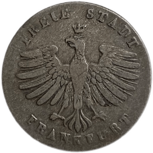 1 крейцер 1853 год.Вольный город Франкфурт на Майне.Германия.