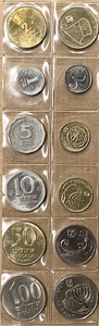 Набор из 12 монет Израиля 1980х годов.Израиль.UNC.