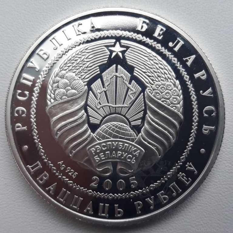 20 рублей 2005 год "FIFA 2006.Германия".Беларусь.Серебро