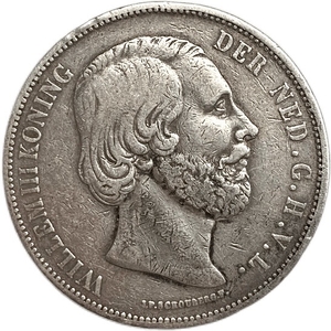2,5 гульдена 1870 год.Вильгельм III.Нидерланды.Серебро.