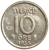 10 эре 1955 год.Густав VI.Швеция.Серебро. 