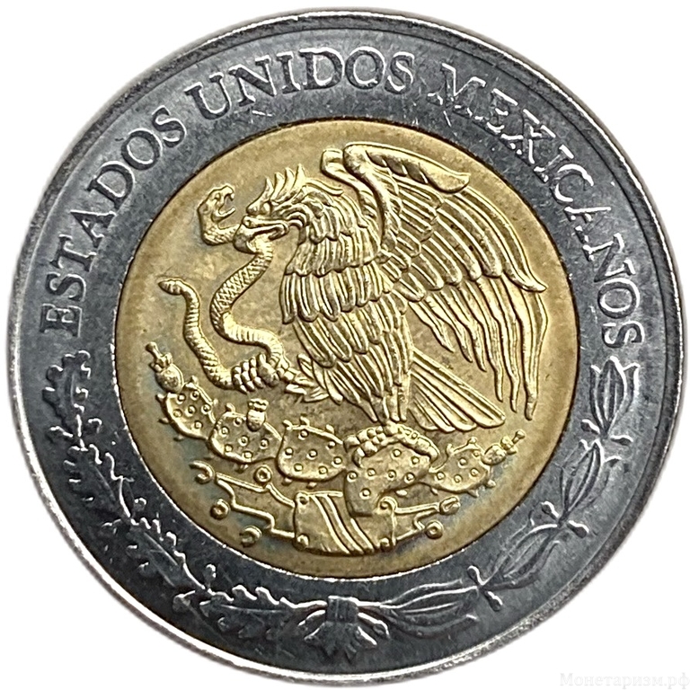 5 песо 2010 год.100 лет революции.200 лет независимости.Висенте Герреро.Мексика.Биметалл.