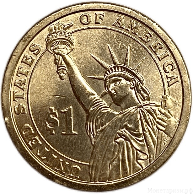 1 доллар 2010 год.13 президент Америки (1850-1853 гг.).Миллард Филлмор.США.