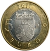 5 евро 2011 год биметалл.Карелия,строения.Исторические регионы.Финляндия. 
