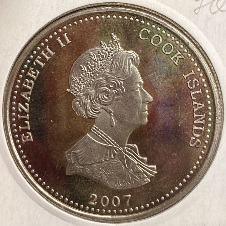 1 доллар 2007 год.Трафальгарская битва.Горацио Нельсон.Острова Кука. 