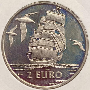 2 экю (евро) 1997 год.Парусник.Фрегат.Нидерланды.