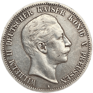 5 марок 1908 год A.Вильгельм II.Пруссия.Германия.Серебро. 
