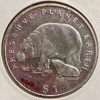 1 доллар 1994 год.Карликовый бегемот.Сохраним планету Земля.Республика Либерия.