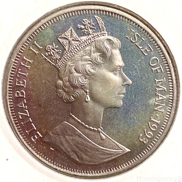 1 крона 1993 год.Порода Мейн-Кун.Кошки.Остров Мэн.Великобритания.