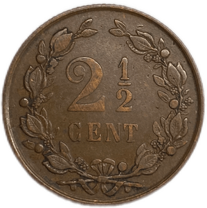 2,5 цента 1881 год.Вильгельм III.Нидерланды.Бронза.