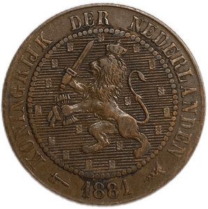 2,5 цента 1881 год.Вильгельм III.Нидерланды.Бронза.