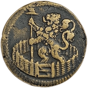 1 дуит 1702 год.Лев.Голландия.Медь.