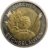 5 франков 2001 год.Снеговик.Биметалл.Швейцария.