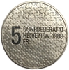 5 франков 1989 год.Генри Гуйсан.Швейцария.Proof.