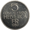 5 франков 1980 год.Фердинанд Ходлер.Швейцария.Proof.