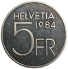 5 франков 1984 год.100 летие Огюста Пикара.Швейцария.Proof. 