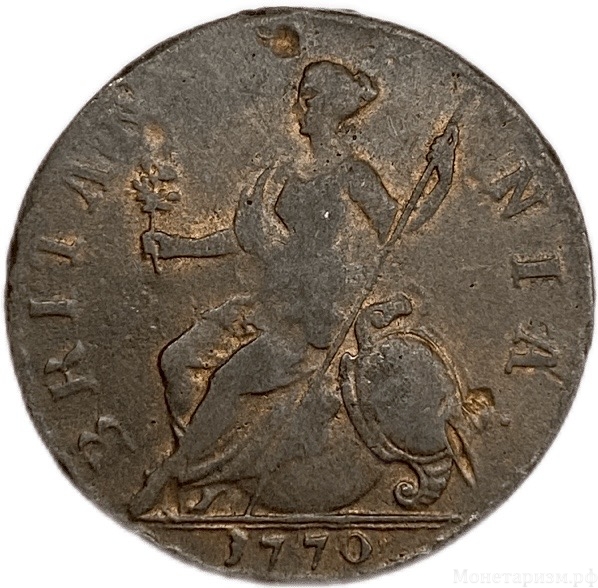 1/2 пенни 1770 год.Георг III.Великобритания.Медь.