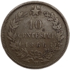 10 чентезимо 1866 год.Виктор Эммануил II.Италия.Медь. 