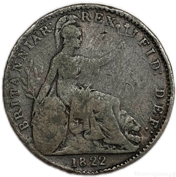 1 фартинг 1822 год.Георг IV.Великобритания.Медь.